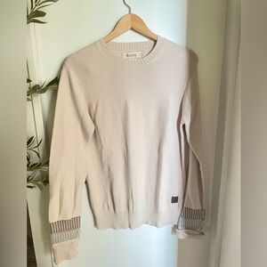 ROOTS VTG Cream Knit Crew Neck Slim Sweater